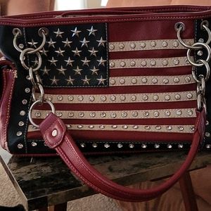 Montana West Rhinestone American Flag Bag